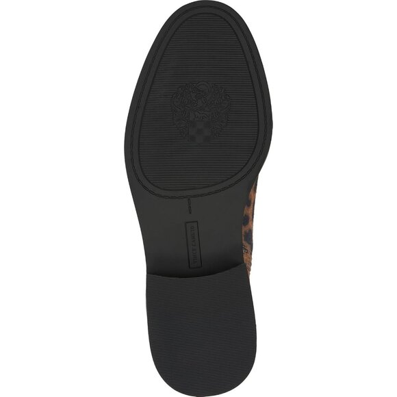 ⚡Women Leopard Print Suede Imported Pointy Toe Mid Calf Chunky Heel Biker Boot - Picture 4 of 7